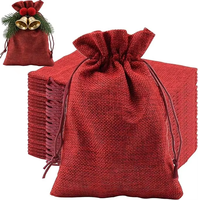 Pochette en jute personnalisée avec cordon de serrage, petit sac cadeau rouge pour bijoux, pour mariage, cadeau de demoiselle d'honneur, emballage de collier et de bague, vente en gros