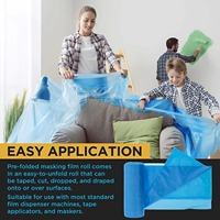 Film de masquage transparent en HDPE pré-collé, surface lisse, pour la protection de la peinture automobile, la décoration de la maison, options de longueur 30m/20m/15m