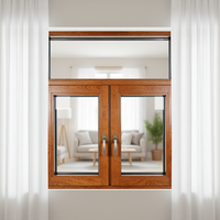 Ventanas Abatibles de Doble Acristalamiento con Aislamiento Térmico, Marco de Madera Revestido de Aluminio, Persianas Plegables Horizontales, Apertura Exterior