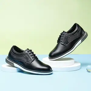 Sepatu kulit Formal pria, sepatu Formal pria kulit bisnis santai tahan air untuk anak laki-laki dan perempuan 2024