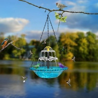 Bassin à oiseaux en résine avec pulvérisateur d'eau solaire, grande capacité, décoration de jardin, chaîne de suspension pour oiseaux