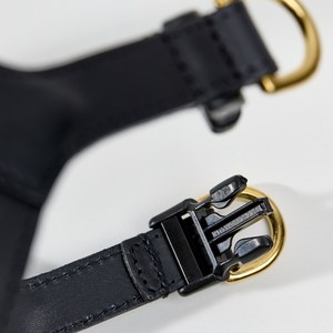 黒の本物の革の犬のハーネスペット用品犬のためのハーネスレザー高級革快適な犬の胸のハーネス - Product Image 3
