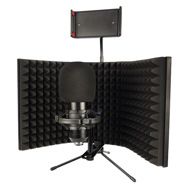Microphone Blimp Podcast Equipment Bundle with Sound Absorbing Foam Booth for Noise Cancellation for Sound Recording Singing