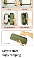 Chaise pliante portable légère en polyester avec sac à dos, fermeture éclair et ceinture, idéale pour le camping, les voyages, la randonnée et les pique-niques, grande taille
