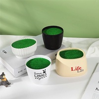 Plante verte simulée dans un pot de fleurs en plastique Flocage de mousse Pot de bureau décoratif en boîte Flower Ware