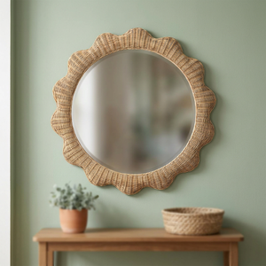 High Quality Best-selling Rattan Mirror Home Decoration Wicker Rattan Wall Hanging Mirror Decorative Vintage Made in Vietnam - Product Image 1