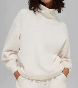 Nueva sudadera de algodón con cuello simulado para mujer, de manga larga, de alta calidad, cuello oversize, ligera y holgada. - Product Image 1