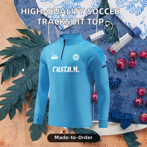 卸売 ユニセックス 大人用 冬用 長袖 ハーフジップ サッカーチーム ジャケット＆トラックスーツセット 100% ポリエステル 速乾 トレーニングウェア - Product Image 2