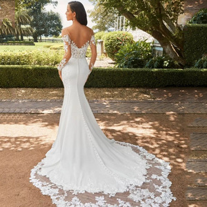 Mermaid Wedding Dress Off The Shoulder Sweetheart Neckline Lace Train White 2026 Style - Product Image 2