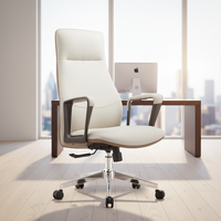 Fauteuil de bureau de direction Ekintop blanc moderne à dossier haut, luxueux, inclinable, en cuir, ergonomique, pour le bureau