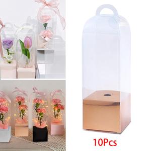 กล่องของขวัญดอกไม้พลาสติกใสสีโรสโกลด์10ชิ้นพร้อมที่จับและกล่องบรรจุ - Product Image 4