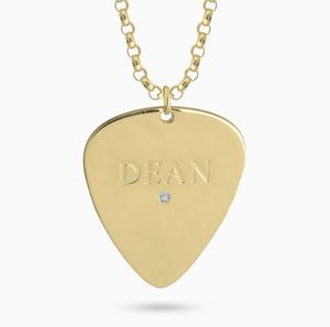 مجوهرات ملهمة الحد الأدنى مطلية بالذهب عيار 18 من الفولاذ المقاوم للصدأ عالي المصقول من الزركون العصري للغيتار قلادة قلادة - Product Image 3