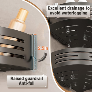 Rangement pour la maison Design de luxe Triangle étagère de salle de bain Métal sans poinçon Ensemble de rangement mural pour épices Caddy de douche d'angle Ventouses - Product Image 4