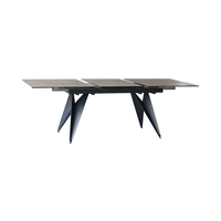 Table pliable de 6 places Mobilier de salle à manger en verre trempé avec pieds en céramique métal luxe moderne et léger personnalisé