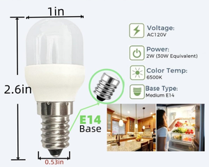 Ampoule de réfrigérateur et congélateur étanche 6500K non dimmable 120V 2W A15 E14 Base W11160686 W11518235 pour congélateur <span class=keywords><strong>Whirlpool</strong></span> - Product Image 4