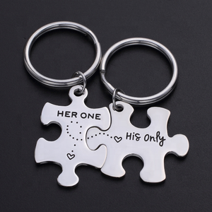Wholesale Steel Metal Couple Keychain Custom logo love Keychain for Couples