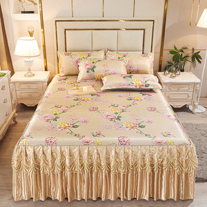 Ensemble de Couvre-Lit Imprimé Sensation Soie Glacée, Housse de Lit de Luxe en Fibre de Viscose, Ensemble de Draps de Printemps-Été, <span class=keywords><strong>Couette</strong></span> Respirante - Product Image 4
