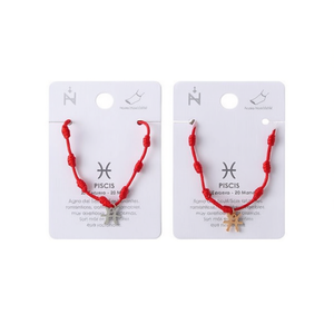 Cavigliera Angelina Pisces Seven Star con cordino rosso in acciaio inossidabile, gioiello zodiacale per donna - Product Image 1