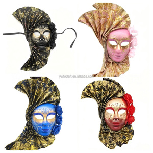 หน้ากากแฟนซีแบบเต็มหน้า HLC New Venetian Masquerade รูปทรงพัดประดับดอกไม้ด้านข้าง หน้ากากเจ้าหญิงสไตล์อิตาลี สำหรับงานปาร์ตี้ธีมคาร์นิวัล - Product Image 2