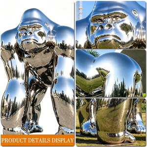 Escultura Moderna de King Kong Gorila, Tallada a Mano en Acero Inoxidable, Estatua de Metal Pulido, Color Personalizado, Diseño Personalizado para <span class=keywords><strong>Hotel</strong></span> - Product Image 4