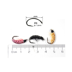 Crevettes d'eau douce, mouches, insectes, vers, nymphes avec hameçon barbelé, leurres de pêche à la mouche pour truites et truites grises - Product Image 3