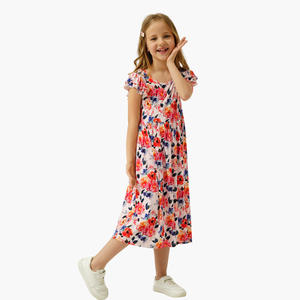 Organic Cotton Floral <b>Night</b> <b>Dress</b> for Girls Watercolor Print Kids <b>Dress</b> for <b>Night</b> <b>Sleep</b> with OEKO-TEX 100 - Product Image 1