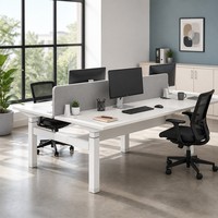 Escritorio en Forma de L con Elevación Eléctrica de 2 Etapas, Motor Dual Oculto, Montaje Estándar, para Área de Trabajo Ampliada, Multiángulo, para Oficina