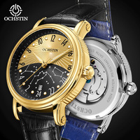 Montre-bracelet automatique mécanique pour homme OCHSTIN, collection classique Master, confortable, en cuir véritable, avec aiguilles