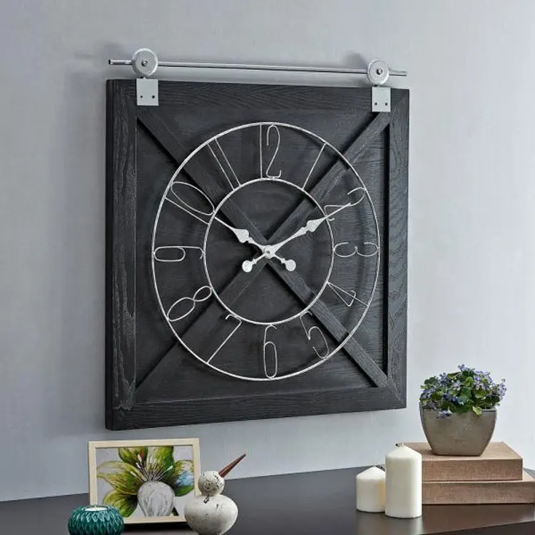 Premium Customization 24 Hour Time Farmstead Bar Door Wall clock Square