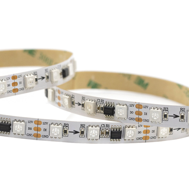 SM 16703 Addressable LED Strip Light 5050 RGB SPI Remote Control DC12V 10mm 60LEDs/meter CREELUX for Project Decoration