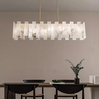 Lustre moderne de luxe en albâtre pour îlot de cuisine long, table à manger, décoration de restaurant, lampe de plafond en marbre