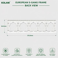 Cadre de finition pour prise quadruple Kolani, norme européenne 372x84mm, finition satinée, en PC ignifuge, avec cinq emplacements de découpe