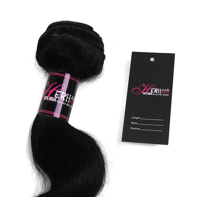 Custom logo Printed Black Paper Wig Package Label Hanging Tags With Sticker