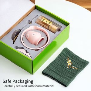 Exclusive Japanese Matcha Set 7-Piece Color <b>Box</b> Ceramic Modern Simple Design Floral Pattern <b>Tea</b> Ceremony - Product Image 2