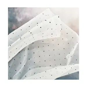 Fabric Supplier Hexagonal Net Tulle Fabric Dot Flocked High Quality Fashion Fabric For Girls Skirt Dress