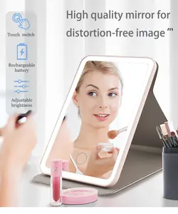 Desktop Touch Screen di bellezza trucco di vanità in piedi compatto da viaggio specchi di bellezza specchio portatile con luce a Led