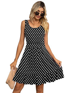 Jupe élégante à plis superposés cintrée à la taille, longueur genoux, mode directe d'usine, robe fluide sans manches pour femmes, été - Product Image 4