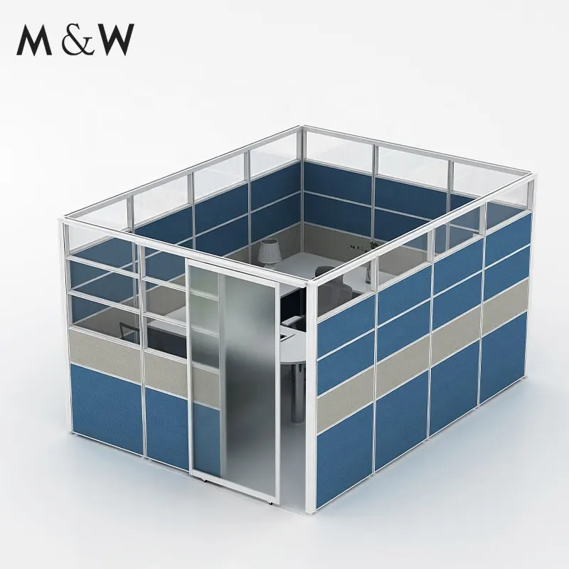 M & W stile americano 60mm di spessore alluminio scorrevole divisore privato cubicolo modulare ufficio