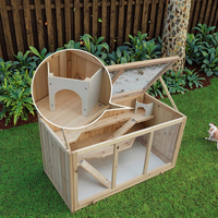 Cage à hamster moderne de luxe en bois à trois niveaux 94,5x48,5x49,5cm, assemblée avec plateformes, échelle, nichoir, écologique, toutes saisons