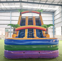 Toboggan aquatique gonflable Tropical Waves de 22 pieds, qualité commerciale, avec piscine intégrée