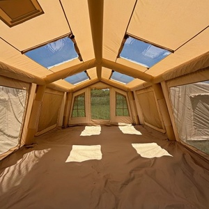 Tente <span class=keywords><strong>gonflable</strong></span> modulaire à ailes de 18,16 m en coton TC 210g, abri de glamping quatre saisons imperméable avec colonnes d'air de 16 cm, lucarnes latérales - Product Image 3