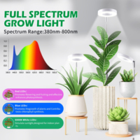 Lampe de croissance LED USB réglable à spectre complet de haute qualité pour plantes d'intérieur, lampe annulaire portable pour fleurs et graines en pot, IP44