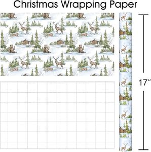 Original winter Christmas water-saving colorful brown bear and moose Christmas tree pattern gift copper <b>plate</b> packaging paper - Product Image 4