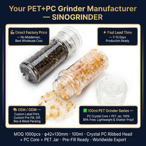 Macinapepe in Plastica per Alimenti con Tappo, Capacità 100ml, Macina Sale e Pepe - Product Image 6