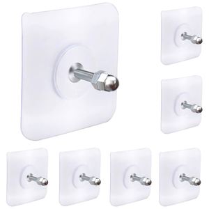 Transparent Traceless Self Adhesive PVC Square Multifunctional Wall Hooks (Hook Type) Single for Bathroom Living Tools Tableware - Product Image 1