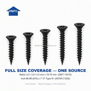 Tornillos para paneles de yeso Fasto de alta resistencia M4, especiales, fosfatados en negro, autorroscantes, de hierro, con dientes gruesos, diámetro de la tapa de 8 mm, grado a granel - Product Image 4