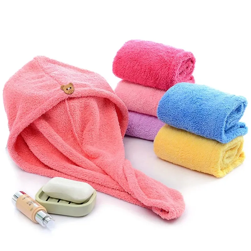 Tx touca de banho feminina, secagem rápida chapéu de banho de toalha sólida de microfibra super absorção turbante cabelo seco 100% algodão