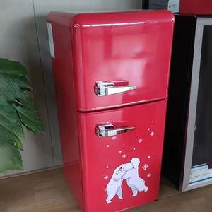 102L 3.6 pieds cubes usine professionnelle Mini Bar <span class=keywords><strong>Vintage</strong></span> 220V 50Hz congélateur supérieur Double <span class=keywords><strong>porte</strong></span> Mini réfrigérateur rétro - Product Image 6