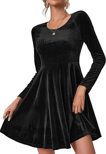 Robe de soirée longue à manches longues, col rond, couleur unie, grande ampleur, pour femmes européennes et américaines, tendance 2025, vente chaude - Product Image 6