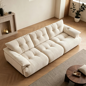 Sofá Moderno de Terciopelo de Tres Plazas con Brazos Redondos y Respaldo Suelto para Sala de Estar - Product Image 3